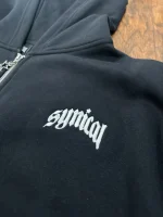 Synical Zip-up Puff Print Star Hoodie Black